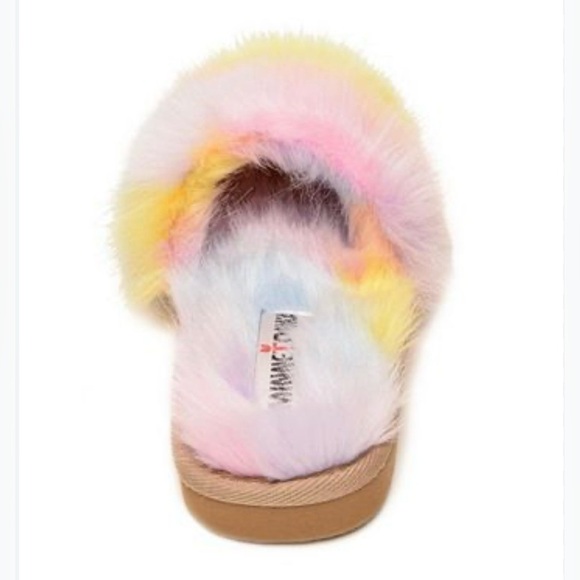 Minnetonka Lyla Slipper Rainbow Fuzzy Unicorn NEW - Picture 1 of 15